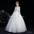 Nuova elegante sposa manica lunga con scollo a V in pizzo a maniche lunghe manica lunga sposa bianco bianco elegante abito da sposa treno lungo treno